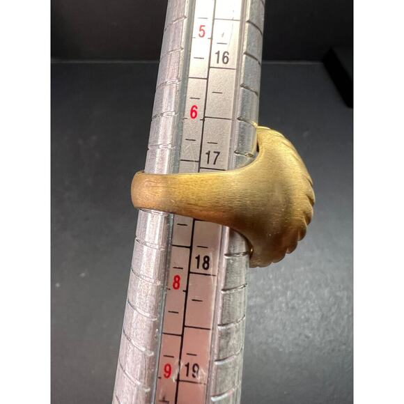 Glow By Sheila Fajl Signed Blue Agate Ring brushed 18kt Plated size 7 - Picture 3 of 14